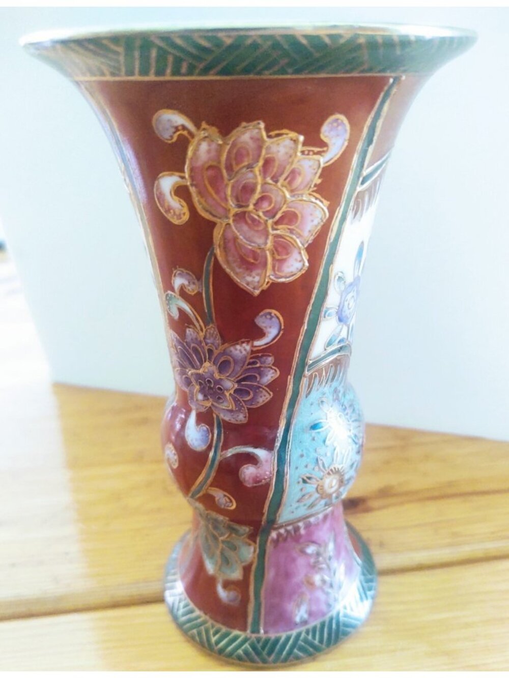 Vintage Maruni Japan hand Painted Floral Vase 6 1/4" Gold Gilded - Picture 12 of 15